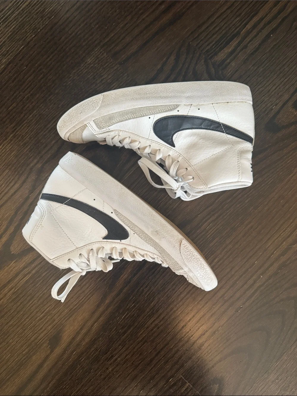 Nike High-Top Blazer Sneakers in White with Black Swoosh